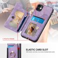 thumbnail image 5 of for iPhone 11 Phone Case Card Holder Wallet,Ring Stand,RFID-Blocking,Wrist Strap,Camera Lens Protector,Leather Shockproof Protective  Flip Cover for iPhone 11 (Purple), 5 of 14