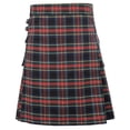 thumbnail image 4 of Men's Skirts with Fashion Scottish Style Plaid Contrast Color Pleated Skirt High Waist A Line Mid Length Streetwear B-Red M, 4 of 7