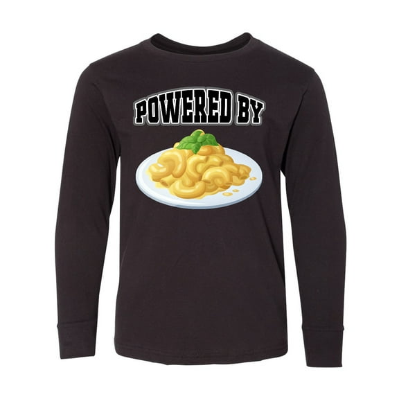 Inktastic Powered by Macaroni and Cheese Long Sleeve Youth T-Shirt