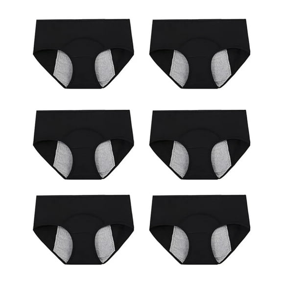 Sonducket 6 unids/set de ropa interior Menstrual para adolescentes, pantalones transpirables y a prueba de fugas para mujeres Ropa interior Negro S