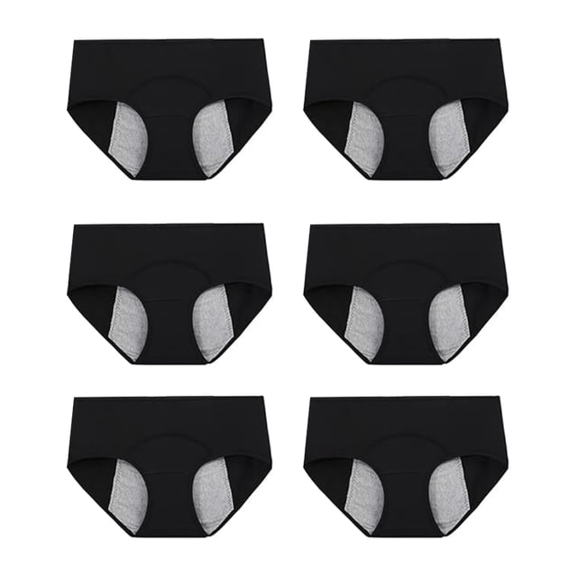 Sonducket 6 unids/set de ropa interior Menstrual para adolescentes, pantalones transpirables y a prueba de fugas para mujeres Ropa interior Negro XL