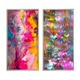 thumbnail image 2 of Designart "Retro Groove Summer Abstract Expressionism" Peinture Abstraite Encadrée Art Mural Ensemble de 2 - Art Mural Encadré Rose Moderne Ensemble de 2, 2 of 6
