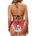 thumbnail image 6 of Uourmeti Women's Halter Neck Two Piece Bikini Set - Festive Christmas Snowman Print Quick Dry, Sexy Tie Side Swimwear for Beach & Pool Vacation, 6 of 9