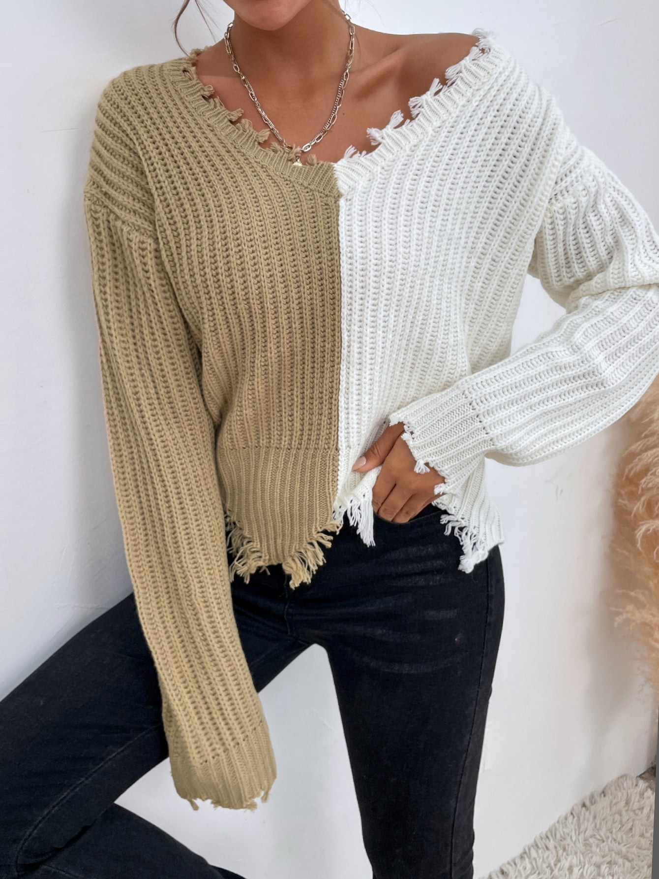 Women's Two Tone Drop Shoulder 