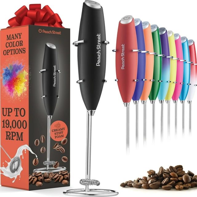 Milk Frother Peach Street, potente portátil, de acero inoxidable