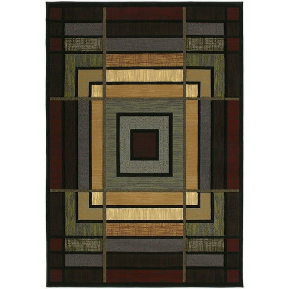 Designer Home Angles Area Rug 510-25066 Ambience Blue Panels Blocks 5' 3" x 7' 6" Rectangle