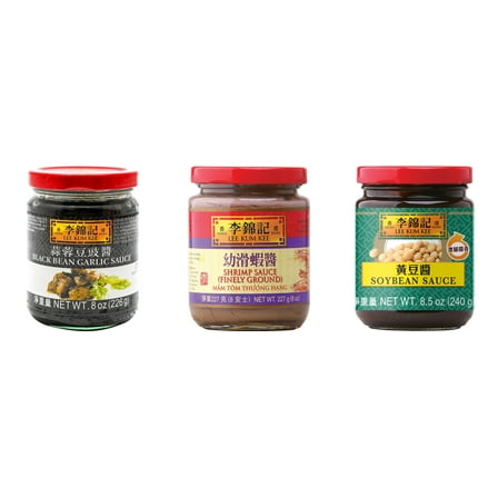 NineChef Brand Spoon Plus 3 Pack Lee Kum Kee Cooking Sauce, 3 Flavors(Black Bean Garlic Sauce,Finely Shrimp,Soybean Sauce)