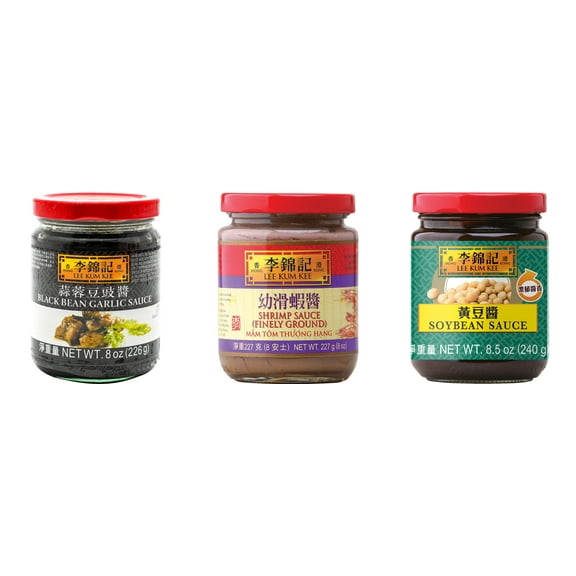 NineChef Brand Spoon Plus 3 Pack Lee Kum Kee Cooking Sauce, 3 Flavors(Black Bean Garlic Sauce,Finely Shrimp,Soybean Sauce)