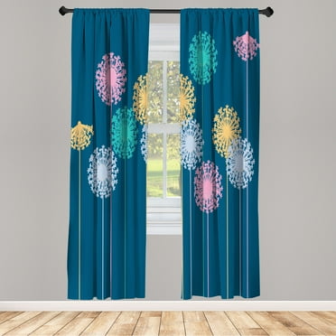 Ambesonne Dandelion Curtains, Abstract Wildflower Art, Pair of 28"x84", Pale Grey