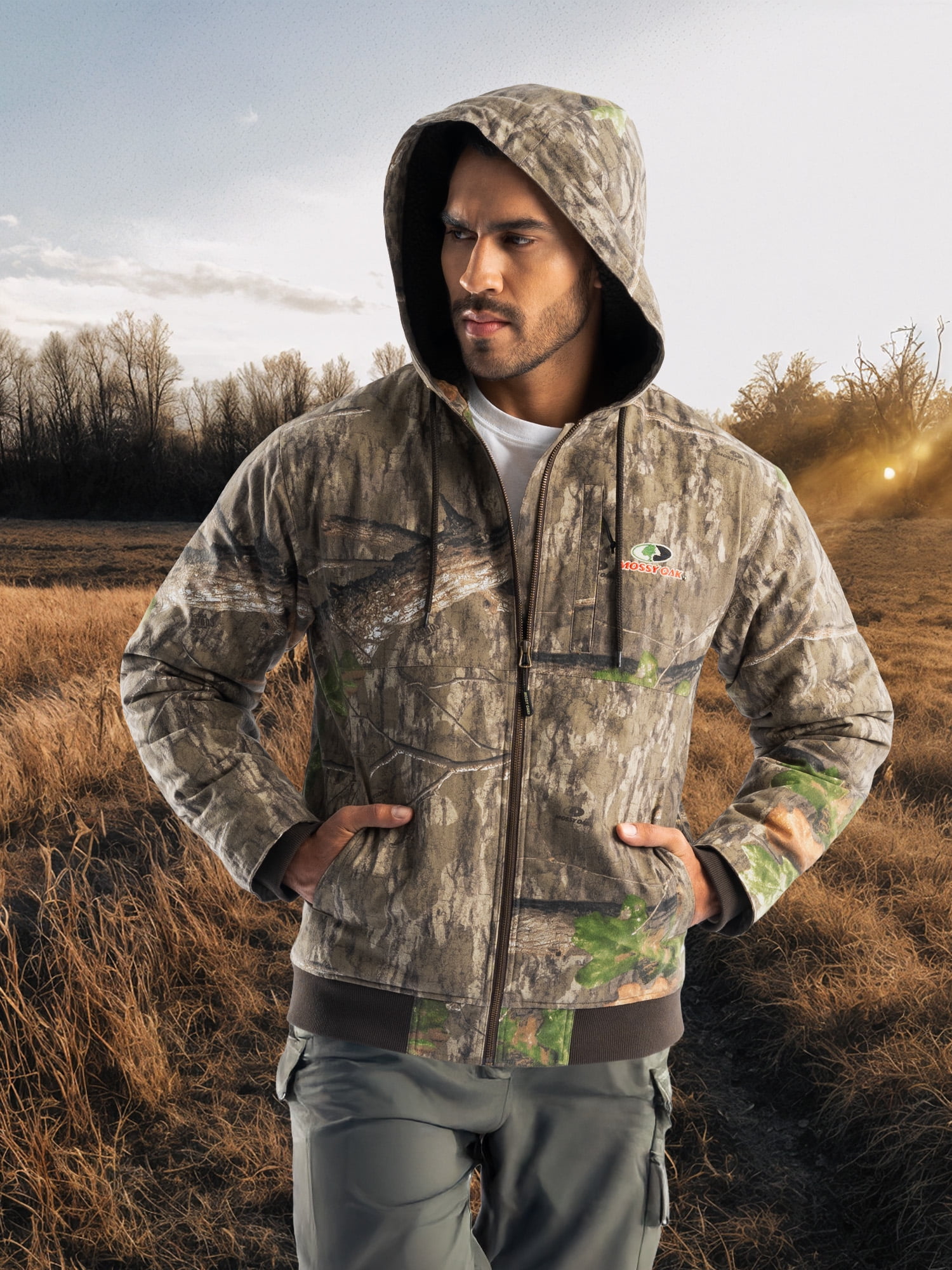 Free Shipping! Mossy Oak Men's Sherpa Lined Bomber Jacket, Country