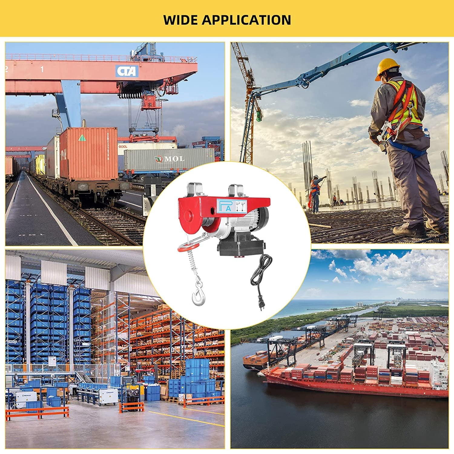 Electric Hoist, 880 Lbs Lift Electric Wire Rope Hoist Crane with Wireless Remote Control Power System, 110V Electric Winch Crane for Factories, Warehouses, Construction, Building, Goods Lifting