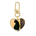 thumbnail image 1 of Animal Cool Black Cat Photograph Gold Heart Keychain Metal Keyring Holder, 1 of 3