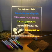 LED Note Board with Colors, Acrylic Dry Erase Board with Light, Light up Dry Erase Board with Stand as a Glow Memo Message Board Note Glass Led Board with 7 Pen for Office School Home