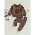 thumbnail image 2 of Bagilaanoe 2PCS Toddler Baby Girl Boy Long Pants Set Embroidery Long Sleeve Sweatshirt Pullover Tops + Sweatpants 6M 12M 18M 24M 3T Kids Casual Sweatsuits, 2 of 8