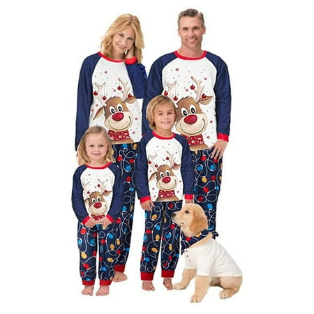 

SUNSIOM Christmas Matching Family Pajamas Women Men Plaid Deer Cotton Pjs Elk Clothes Sleepwear for Adult Kids Baby