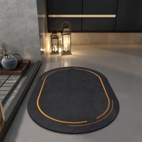 Bath Mat Non Slip Bathroom Rug | Super Absorbent Diatom Mud, Quick Dry, Stain Resistant, Thin Floor Mat 23.6"x15.7", Easy Clean, Black/Blue/Red, Rubber Back for Vanity & Bathtub