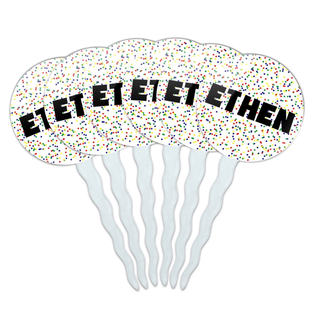 Ethen Cupcake Picks Toppers - Set of 6 - Mutlicolored Speckles