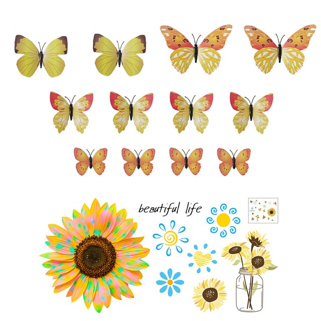Etiqueta De La Pared Del Girasol 3D Etiqueta De La Pared Del Girasol Diy Autoadhesiva Decoración Etiqueta De La Pared Para El Dormitorio Sala De Estar Sala De Juegos Ventana Guardería Noticed HA015945-00