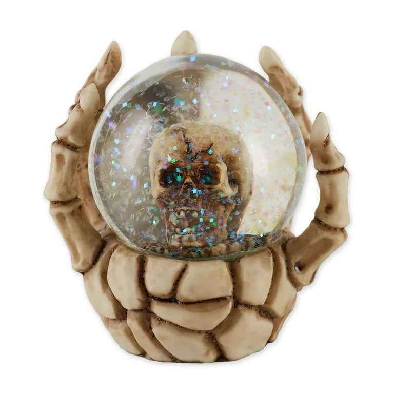 Zingz & Thingz Skull in Skeleton Hand Halloween Snow Globe - 3.75