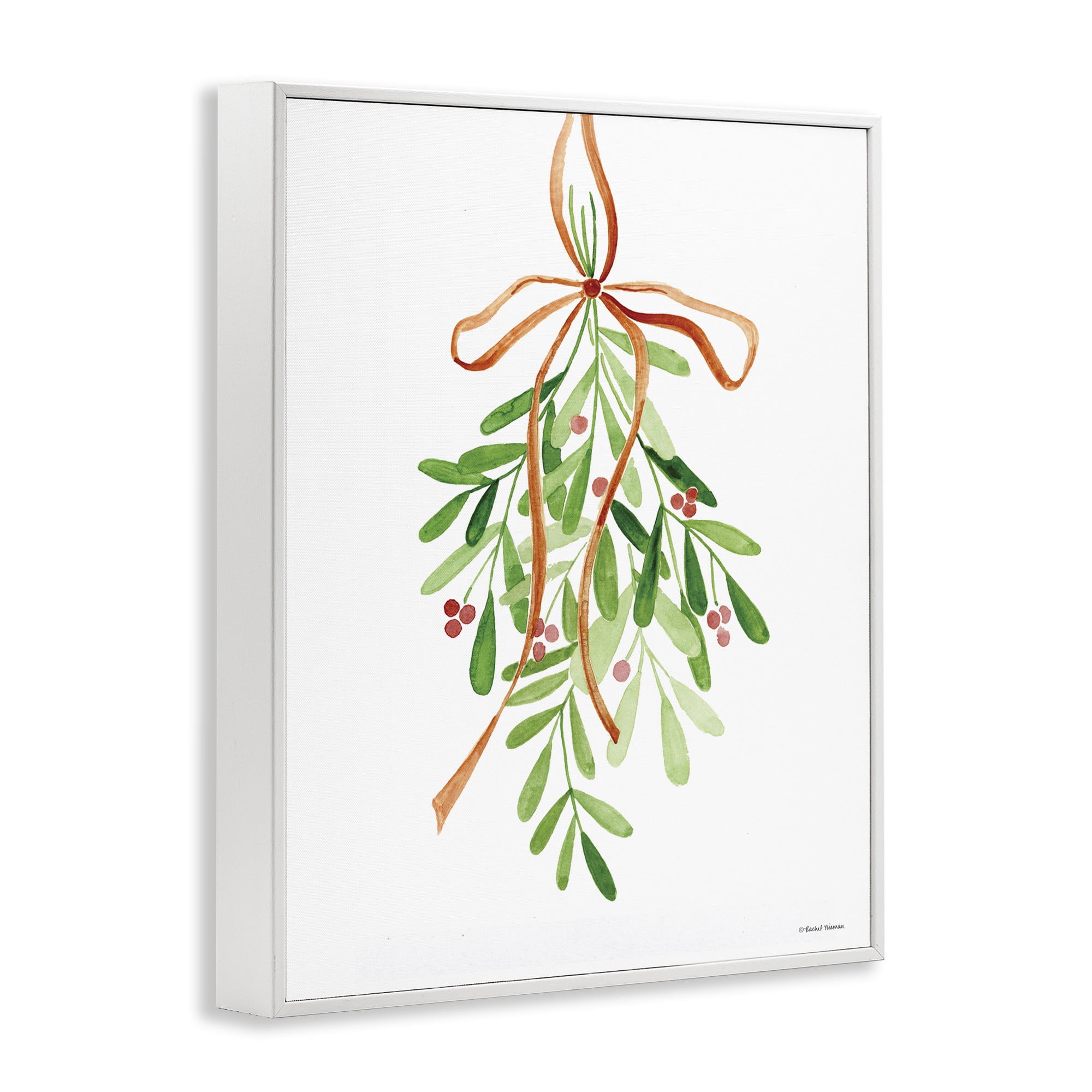 Stupell Industries Hanging Holly Botanicals Holiday Painting White Framed Art Prints Wall Art, 16 x 20
