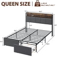 thumbnail image 2 of TROPOW King Size Bed Frame,with Headboard Shelves, with Chargin Station and LED Lights and USB Ports, 2 Storage Drawers, Upholstered Platform Bed Frame, Heavy Duty, No Box Spring Needed, Gray, 2 of 9