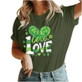 thumbnail image 5 of Cavosen St.Patrick's Day Short Sleeve T Shirt Women Green Shamrock Love Letter Heart Print Tops Crewneck Holiday T-Shirts Festival Blouse Casual Summer Tees Plus Size 3XL, 5 of 5