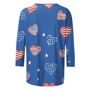 Tops for Women Trendy Shirts Clothes Everyday Wear Women's Fashion Printed T-Shirt 3/4 Sleeves Blouse Round Neck Casual Blue M