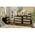 thumbnail image 6 of COZAYH Wicker Rattan Chest of Drawers, 3-Drawer Dresser, Black Finish Wooden Storage Cabinet, Modern Farmhouse Accent Table, Boho Mid-Century Coastal Sideboard, 6 of 8