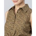 thumbnail image 5 of MoomayaWomens PrintedCotton Crop Shirt,Button Down Sleeveless Knotting Shirt Top, 5 of 8