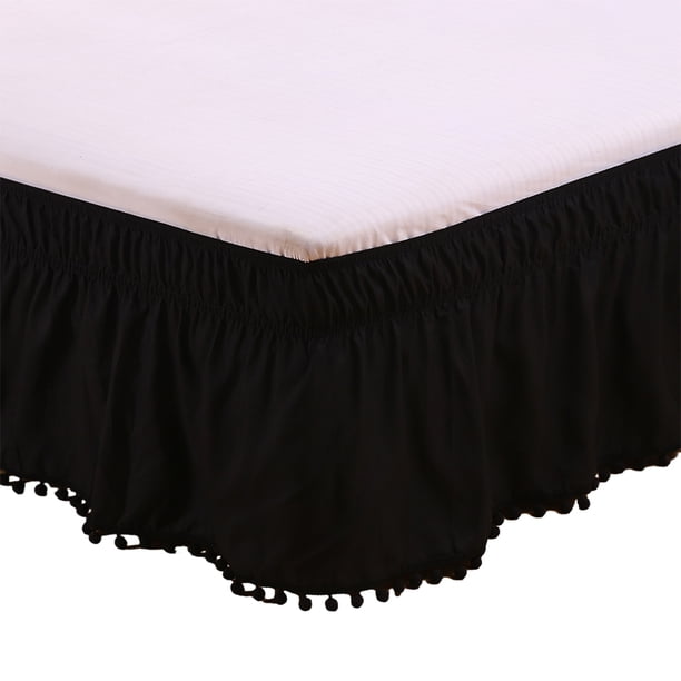 Inteprter Transforme el dormitorio en un refugio elegante, elegante de cama, faldas de cama duraderas Juegos de cama Negro Reina de EE. UU. 60 * 80 pulgadas