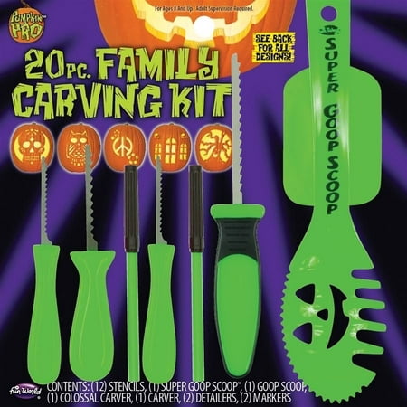 20 Piece Family Pumpkin Carving Kit by Fun World (Best Halloween Pumpkin Carving Patterns)
