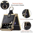 thumbnail image 6 of case for Galaxy Z Flip 3 Case with Ring Electroplated PU Leather Cover, Business Style Galaxy Flip 3 Phone Case Compatible with Galaxy Z Flip 3 5G, Coffee, 6 of 12