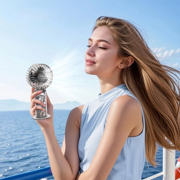 OCCOA Mini Portable Rechargeable Handheld Fan Battery Powered for Women Travel Makeup Outdoor Indoor Use 3 Speeds 500mAh,Gray
