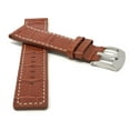 thumbnail image 3 of Bandini 22mm Mens Genuine Leather Watch Band Strap - Tan With White Stitch - Alligator Pattern - Square Edged, 3 of 5