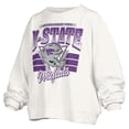thumbnail image 2 of Women's Pressbox White Kansas State Wildcats Oversized Janice Retro Waist-Length Pullover Sweatshirt, 2 of 3