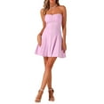 thumbnail image 1 of Vestido de Promoción Sin Mangas con Cremallera Expuesta en la Parte Frontal para Mujeres Inspire Chic, Mini A-Line, Talla XL, Rosa Claro, 1 of 6