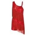 thumbnail image 1 of Yhong Robe de Danse Latine pour Filles, Jupe à Sequins et Franges, Justaucorps, Fête Jazz Moderne, Costume de Performance de Salon, Rouge 16, 1 of 5