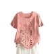 thumbnail image 1 of Camisetas de Manga Corta para las Mujeres Botón de Impresión Casual Cuello Redondo Camiseta Superior, Blusas para las Mujeres Casual, 1 of 4