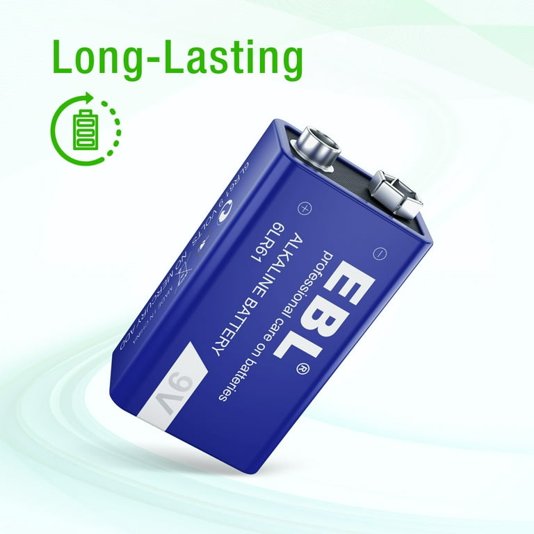 EBL Alkaline 9V Batteries, 6LR61 9 Volt Batteries, 1 Pack