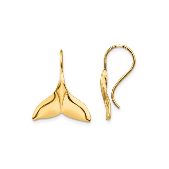 Gem & Harmony 14K Yellow Gold Polished Whale Tail Wire Earrings for Women