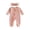 Watermelon Red, variant on Posijego Newborn Baby Girls Ruffled Footies Knit Rompers with Zip up Baby Girls Cute Long Sleeve One-Piece Outfits