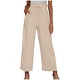 thumbnail image 1 of VEKDONE Pantalon Long en Coton et Lin pour Femmes Kaki G, 1 of 8