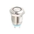 thumbnail image 4 of Interruptor de botón metálico momentáneo Uxcell 12mm de diámetro de montaje 1NO 3-6V luz LED azul, 4 of 5