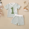 thumbnail image 2 of TOWED22 Toddler Baby Boy Golf Outfits 2Pcs Summer Clothes Sets Embroidery Golf Car Short Sleeve Shirt and Striped Shorts Set(Green,12-18 M), 2 of 6