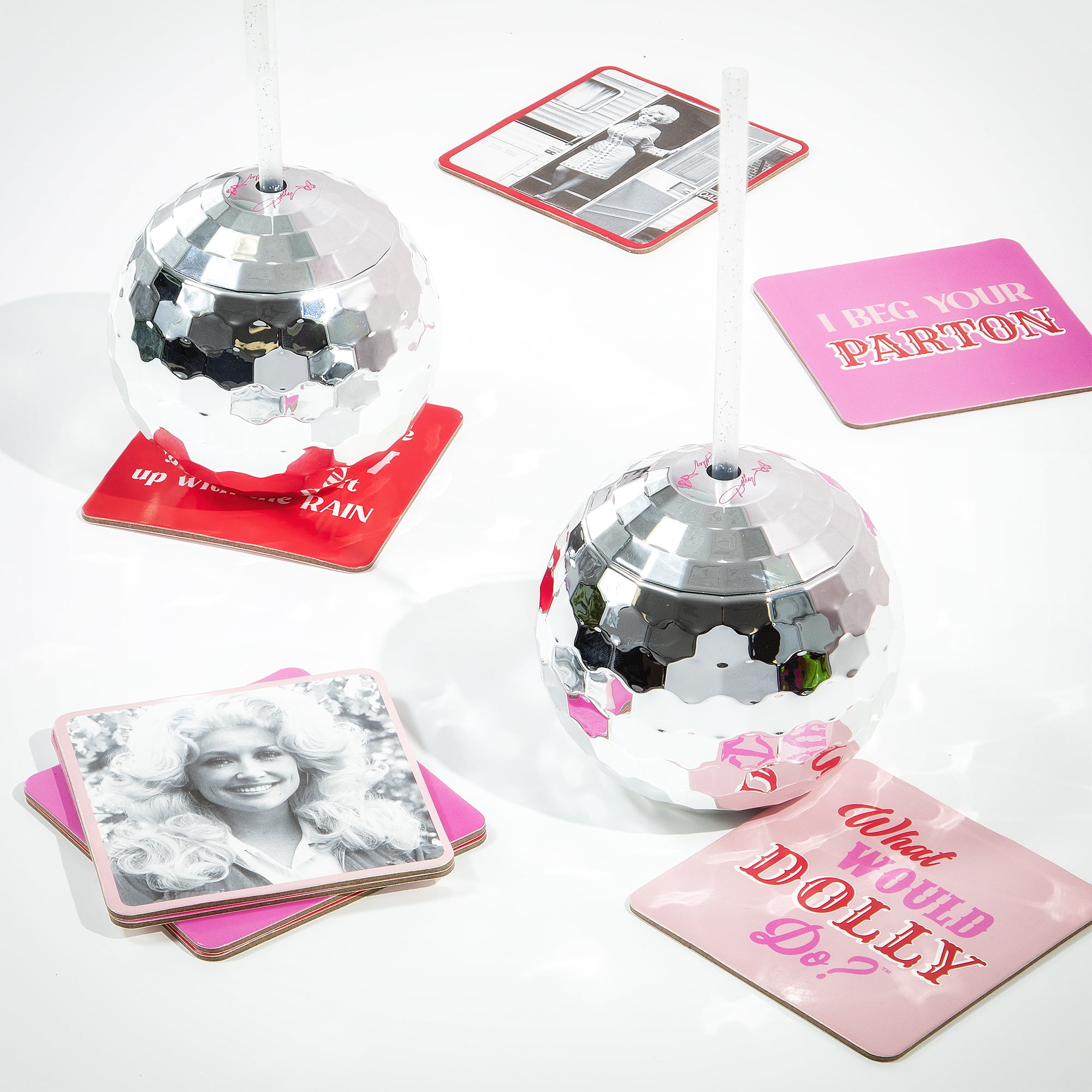 (2 pack) Dolly Parton Double Sided Multi-Color Coasters, 8 Count