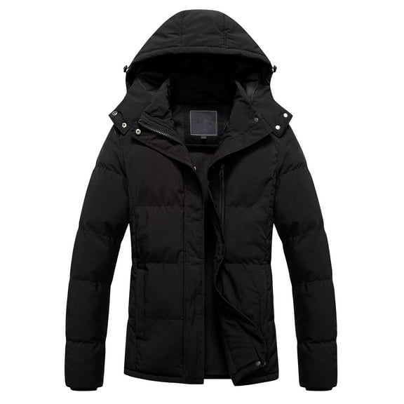 Chrisuno Women's Thick Winter Coats Hooded Short Warm Puffer Jackets Parka With Removable Hood Black 3XL