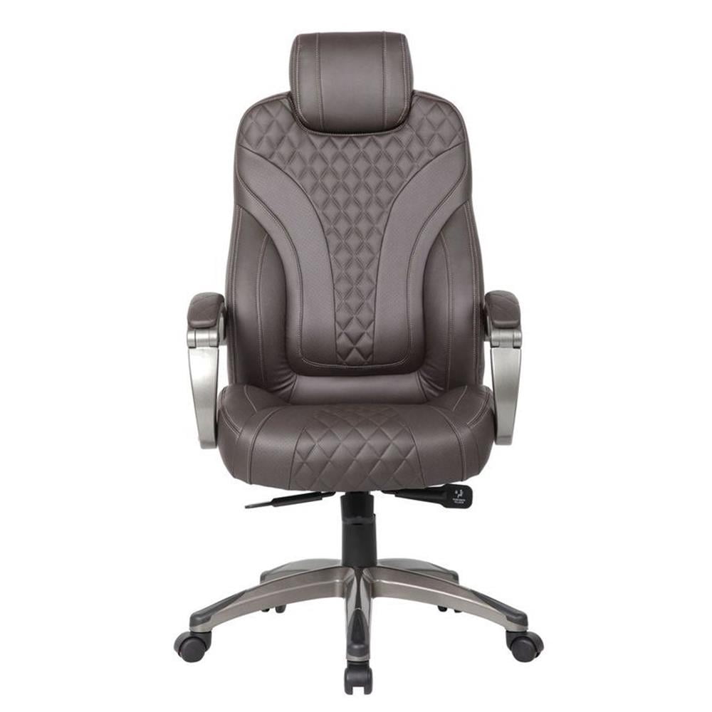 Boss Office Products Executive Hinged Arm Chair with Casters, Brown
