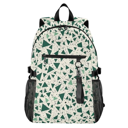 JIALIOU 14 Laptop Backpack Waterproof Airline Approved Stylish Casual Daypack for Travel Business College Work Green Small Triangles