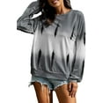 thumbnail image 4 of Women Long Sleeve Sweatshirt Colorblock Tie Dye Printed Pullover Tops, 4 of 6