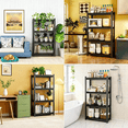 thumbnail image 6 of Metal Book Shelf, 4 Tier Bookshelf, Bedroom Organization and Storage Rack, Adjustable Storage Shelves Industrial Tall Bookcase Display Shelves for Living Room Home Office, Black 32"W*16"D*54"H, 6 of 9